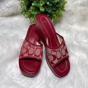 Coach Brand Red Wedge Heels Size 8.5